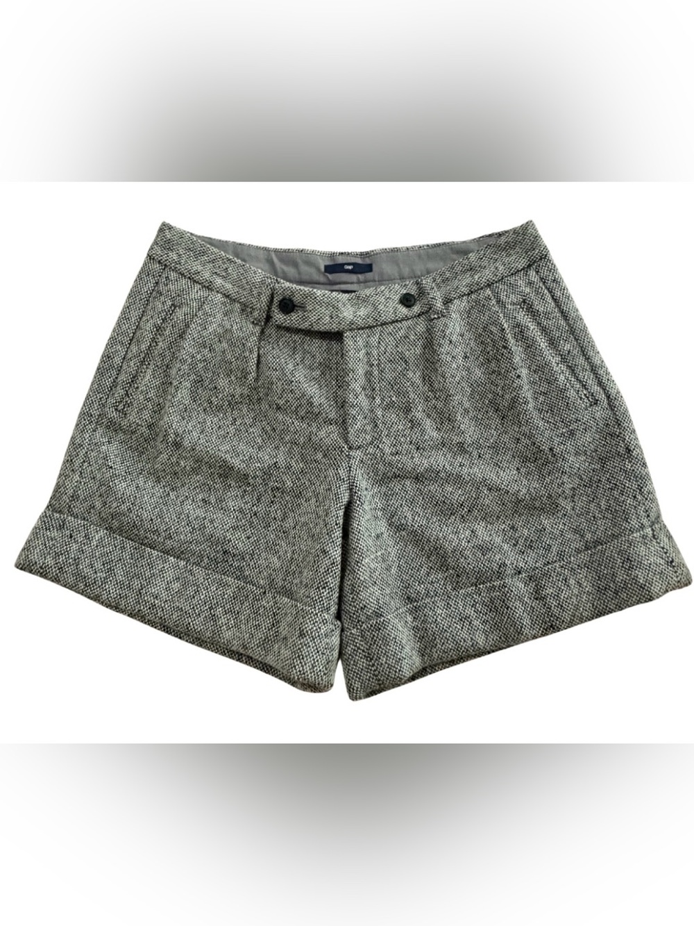 Gap Women’s Size 4 Gray Tweed Wool Blend Cuffed Shorts Tailored Lined